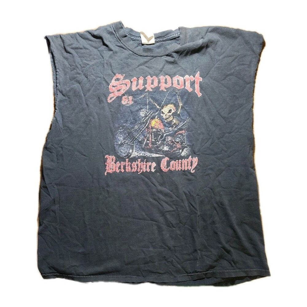 Cut Off Distressed Biker Shirt Size XL Massachusetts Berkshire